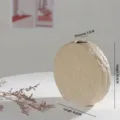 Minimalist beige textured circular ceramic vase ornament for Nordic home decoration - Double Round (FY0321) / Beige