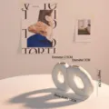 Nordic minimalist white ceramic donut vase with unique double ring design for home decor - Zhen Xia (Double Ring Style) / 11x13cm / Off-White