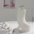 Modern L-shaped white ceramic candle holder with textured finish for elegant home decor - Style L (FY0321) / White