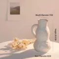 Vase moderne nordique en céramique blanche avec texture et anse, hauteur 20,5 cm, 7 cm - Style Moyenne Cruche (Blanc Cassé)