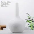 Elegant minimalist white hand-pulled ceramic vase with long neck for home decor - Smooth Tall Neck Round Style (Style 2)