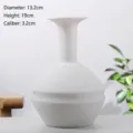 Minimalist matte white ceramic vase featuring smooth lines and handmade pottery texture - Horizontal Ribbed Cylindrical Style (Style 3)