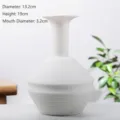 Minimalist white ceramic vase with horizontal ridges, 19cm height, for home decor - Horizontal Ribbed Oblate Style (Style 4)