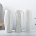 Modern white ceramic vase set with elegant vertical texture design for decor - Three Styles Combined Set (Set 4)