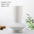 Minimalist white ceramic vase with handmade texture and geometric design for home decor - Geometric Wide Mouth Style (Style 6)
