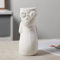 Elegant minimalist white ceramic character vase for modern home decor and dry flowers - Glasses Old Man Style
