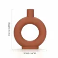 Minimalistische donut-vormige terracotta keramische vaas voor huisdecoratie, 16x19,7 cm - M / Roze