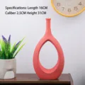 Modern minimalist terracotta ceramic hollow vase for shelf or table decor, height 31cm - Hollow Oval Style (WD325) / Large (31x16x2.5cm) / Matte Red