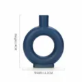 Minimalistische Scandinavische matblauwe cirkelvormige holle keramische vaas 14cm - S / Blauw