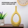 Modern minimalist yellow ceramic vase with hollow waterdrop design for home decor - Hollow Oval Style (WD325) / Large (31x16x2.5cm) / Matte Yellow