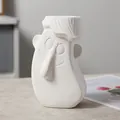 Cute minimalist white ceramic face vase for stylish home decoration and dried flowers - Long Nose Boy Style