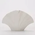 Minimalist white ginkgo leaf shaped ceramic vase for elegant home and office decor - Scallop Vase