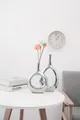 Eleganz silberne Keramikvase mit hohlem Runddesign für moderne Wohnkultur Ornamente - Hohles Geometrisches Set (WD325) / 2-Teiliges Set (G & M) / Galvanisiertes Silber Set
