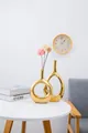 Modernes minimalistisches Keramikvasen-Set in Gold für elegante Wohndekoration - Hohles Geometrisches Set (WD325) / 2-Teiliges Set (G & M) / Galvanisiertes Gold Set