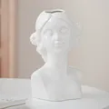 Elegant white glossy ceramic goddess bust face vase for modern home table decoration - Qianhu Style / Qianhu Glazed Face Vase / Glazed