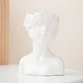 Elegant white ceramic bust vase with flower crown for minimalist home decor - Whisper Style (Glazed Shiny)