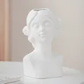 Elegant Nordic style minimalist white ceramic human face bust vase for home decor - Qianhu Style / Qianhu Biscuit Fired Face Vase / Biscuit Fired