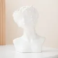 Minimalist Nordic white ceramic human bust vase with floral crown design - Charming Style (Glazed Shiny)