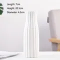 White ribbed ceramic vase with modern minimalist design, 20.5cm height - Vertical Striped Texture Style (千层3) / White