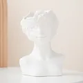 Elegant white artistic ceramic bust vase with floral crown detail for home decor - Charming Style (Matte Finish)