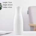 Elegant minimalist white ceramic flower vase with vertical ribbed texture for home decor - Vertical Ribbed Texture Style (千层5) / White