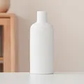 Handgemaakte witte gestreepte keramische vaas in Wabi-sabi-stijl voor huisdecor - Wit Geborstelde Stijl 1