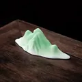 Adorno de paisaje de montaña de cerámica estilo Zen con degradado verde para mesa - M / Verde