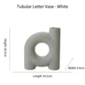 Vase moderne en céramique blanche en forme de lettre, déco minimaliste, 16,3 cm - Forme de Lettre d Tubulaire (FY4729) / Gris
