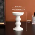 Modern minimalist white ceramic pedestal candle holder for home decor, height 10cm - 傲安款-纯白色
