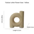 Vase artistique en céramique jaune en forme de D pour une décoration moderne chic - Forme de Lettre d Tubulaire (FY4729) / Beige