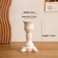 Minimalist off-white ceramic candlestick holder with tripod base for elegant home decor - Huai'an Style / Pure White