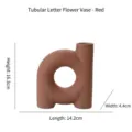 Vase moderne en céramique rouge en forme de d avec texture mouchetée et dimensions - Forme de Lettre d Tubulaire (FY4729) / Rose