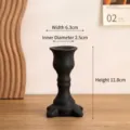 Vintage Nordic style black ceramic candlestick holder 11.8cm height for table decor - Huai'an Style / Black