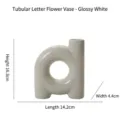 Florero moderno de cerámica moteada blanca con forma de letra d minúscula - Forma de Letra d Tubular (FY4729) / Moteado Blanco Crema