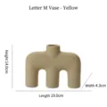 Jarrón de cerámica beige moderno en forma de M maceta decorativa minimalista hogar - Forma de Letra M (FY4729) / Beige