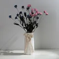 Elegante vaso in ceramica bianca con fiocco in pizzo e fiori secchi colorati casa - Stile Zheying