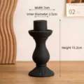 Nordic vintage black ceramic candlestick holder for minimalist home decor, height 15.2cm - Yuchu Style / Black