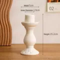 Vintage white speckled ceramic candlestick holder shown with size dimension lines - Yuchu Style / White Gypsophila