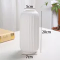 Vaso moderno minimalista in ceramica a coste bianche per fiori, altezza 20 cm - Stile Forma Lanterna / 20CM Altezza
