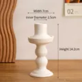 White ceramic candlestick holder in elegant matte finish - Tianyi Style / Pure White