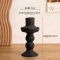Nordic style matte black ceramic candlestick holder with size dimension markings - Tianyi Style / Black
