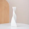 Minimalist modern twisted white ceramic vase for elegant home decor and art display - Torsional Geometry / M / White