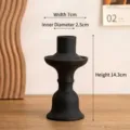 Vintage Nordic matte black ceramic candlestick holder with dimension annotations - Weibo Style / Black