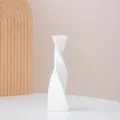 Modern minimalist white twisted ceramic vase for elegant Nordic style home interior decor - Torsional Geometry / S / White