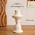 Nordic white speckled ceramic candlestick holder for minimalist home table decor 14.3cm - Weibo Style / White Gypsophila