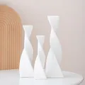 Set of three white spiral twisted ceramic vases for modern minimalist home decor - Torsional Geometry / Set / White