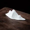 Zen style white ceramic mountain landscape ornament for desktop or fish tank decor - M / White