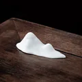 Small Zen ceramic mountain sculpture for desktop home decor and Zen garden landscaping - S / White
