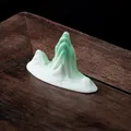 Minimalist Zen ceramic landscape mountain ornament with green and white gradient - Style 4 / Green