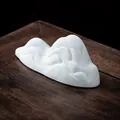 Minimalist white ceramic mountain ornament for Zen-style home or fish tank decor. - Style 4 / White